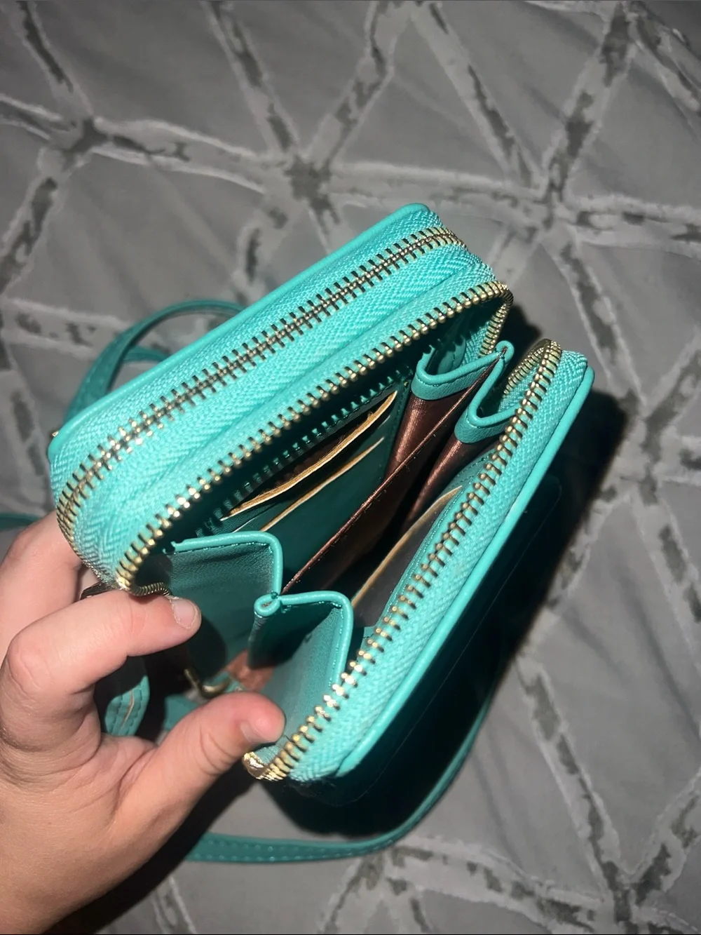 Forever Young Teal Crossbody Phone Pouch